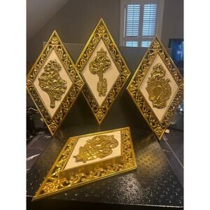 MCM Syroco Gold Diamond Plaques - set of four
